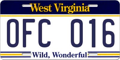 WV license plate OFC016