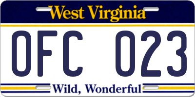 WV license plate OFC023