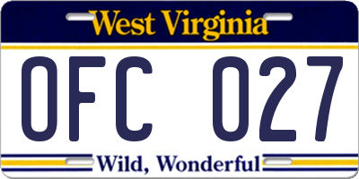 WV license plate OFC027
