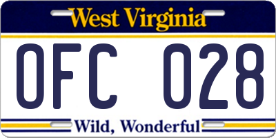 WV license plate OFC028