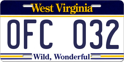 WV license plate OFC032
