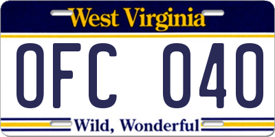 WV license plate OFC040