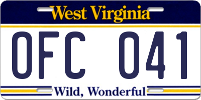 WV license plate OFC041