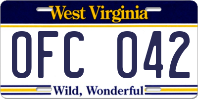 WV license plate OFC042