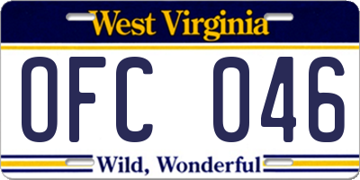 WV license plate OFC046
