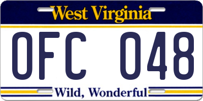 WV license plate OFC048