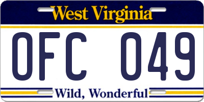 WV license plate OFC049