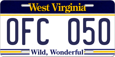 WV license plate OFC050