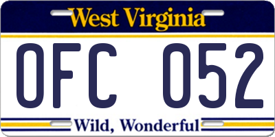 WV license plate OFC052