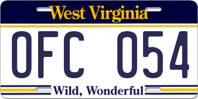 WV license plate OFC054