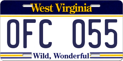 WV license plate OFC055