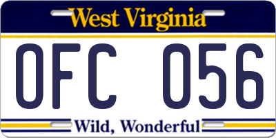 WV license plate OFC056