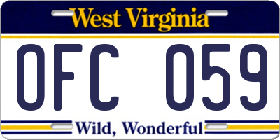 WV license plate OFC059