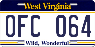 WV license plate OFC064