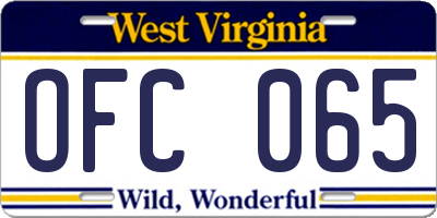 WV license plate OFC065