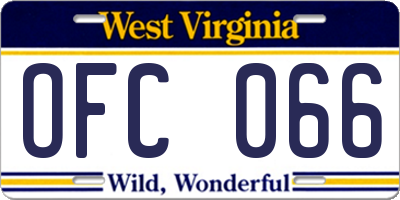WV license plate OFC066