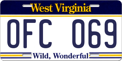 WV license plate OFC069