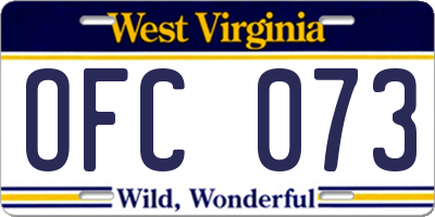 WV license plate OFC073