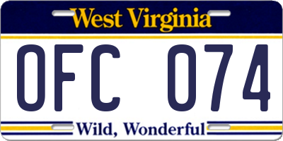 WV license plate OFC074