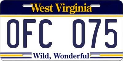WV license plate OFC075