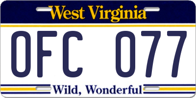 WV license plate OFC077