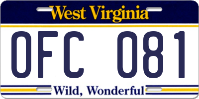 WV license plate OFC081