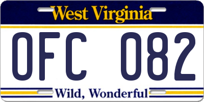 WV license plate OFC082