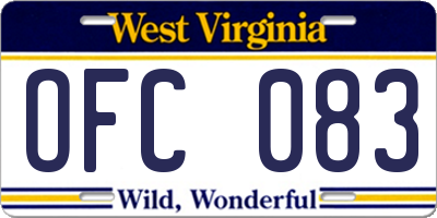 WV license plate OFC083