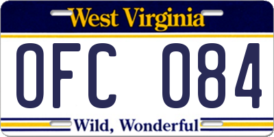WV license plate OFC084