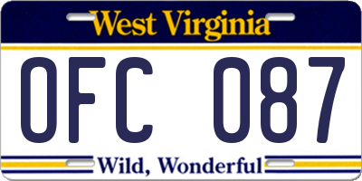 WV license plate OFC087