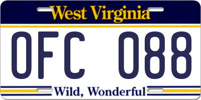 WV license plate OFC088