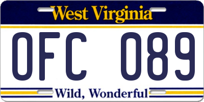 WV license plate OFC089