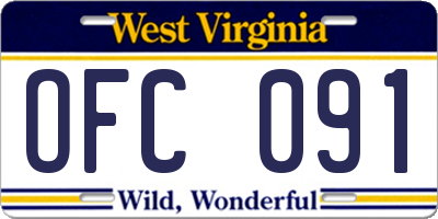 WV license plate OFC091
