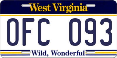 WV license plate OFC093