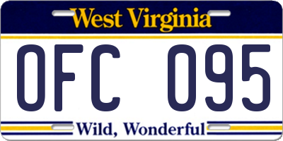 WV license plate OFC095
