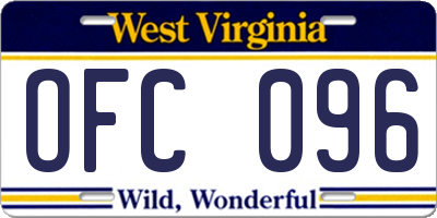 WV license plate OFC096