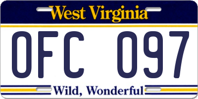 WV license plate OFC097