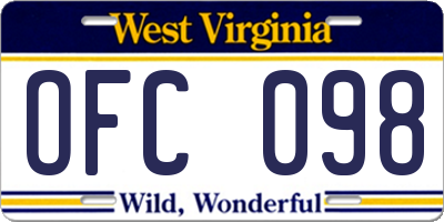 WV license plate OFC098