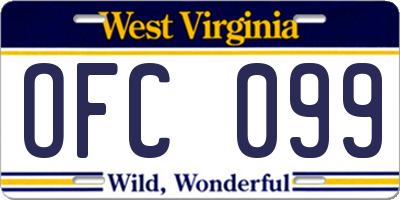 WV license plate OFC099