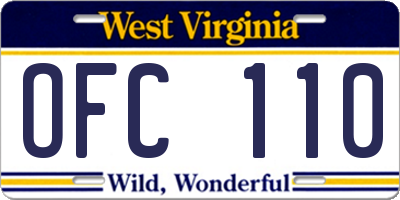 WV license plate OFC110