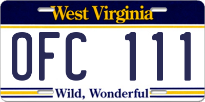 WV license plate OFC111