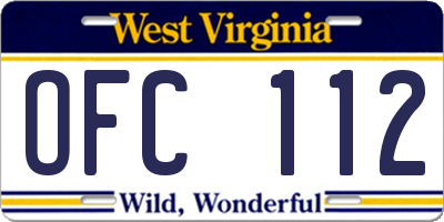 WV license plate OFC112
