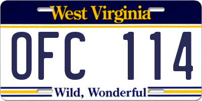 WV license plate OFC114
