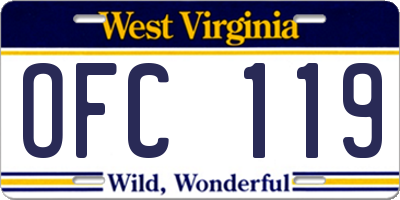WV license plate OFC119