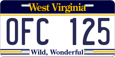 WV license plate OFC125