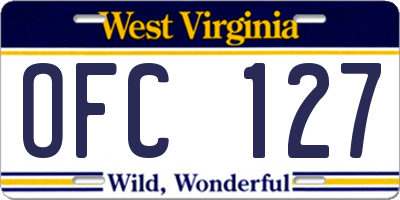 WV license plate OFC127