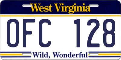 WV license plate OFC128