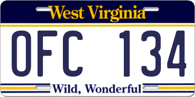 WV license plate OFC134