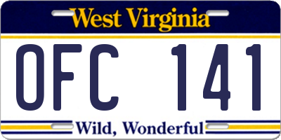 WV license plate OFC141