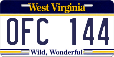 WV license plate OFC144